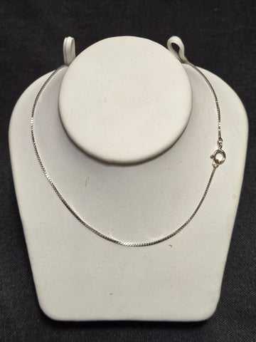 18K White Gold Box Chain Necklace 21" 2g