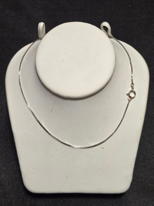 18K White Gold Box Chain Necklace 21" 2g