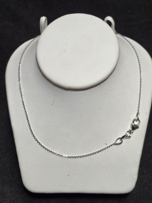 18K White Gold Diamond Cut Cable Chain Necklace 20" 1.8g
