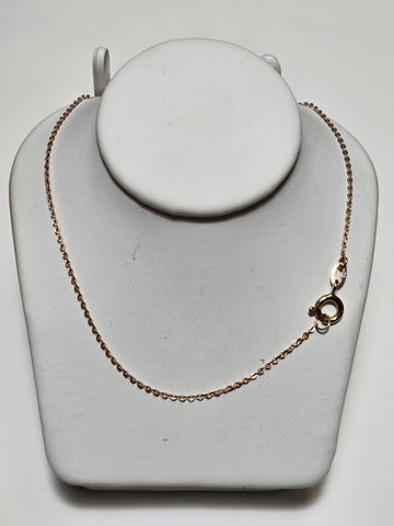 18K Gold Cable Chain Necklace 17" 1.8g