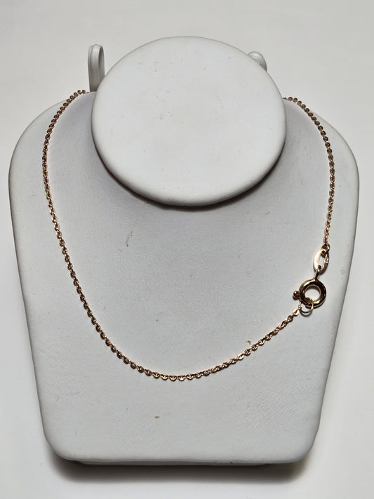 18K Gold Cable Chain Necklace 17" 1.8g