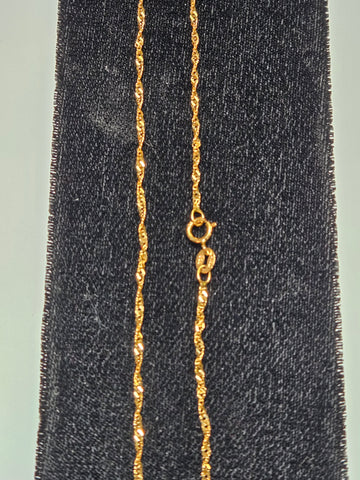 18K Gold Singapore Chain Necklace 16" 1.5g