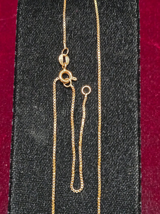 18K Gold Box Chain Necklace 20" 3.6g