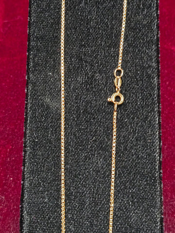18K Gold Box Chain Necklace 33" 8.5g