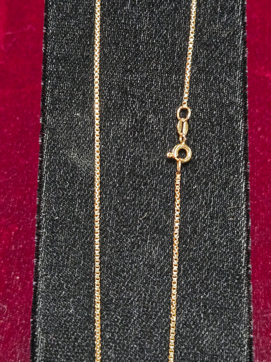 18K Gold Box Chain Necklace 33" 8.5g