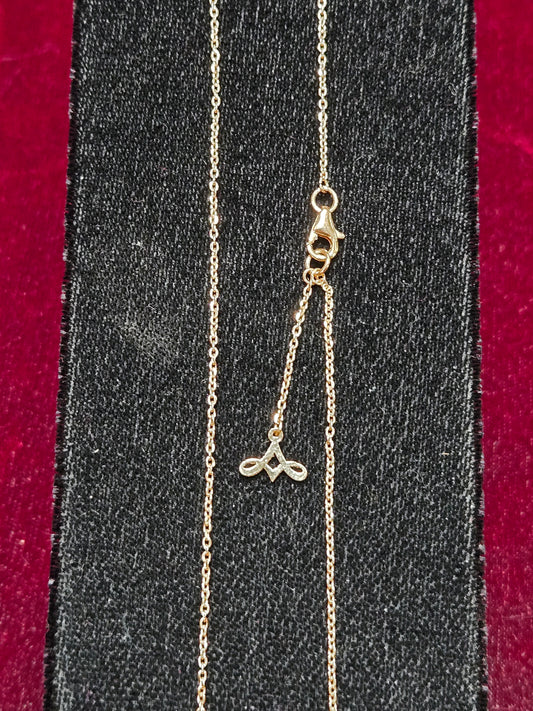 18K Gold Diamond Cut Cable Chain Necklace 16" 1.9g