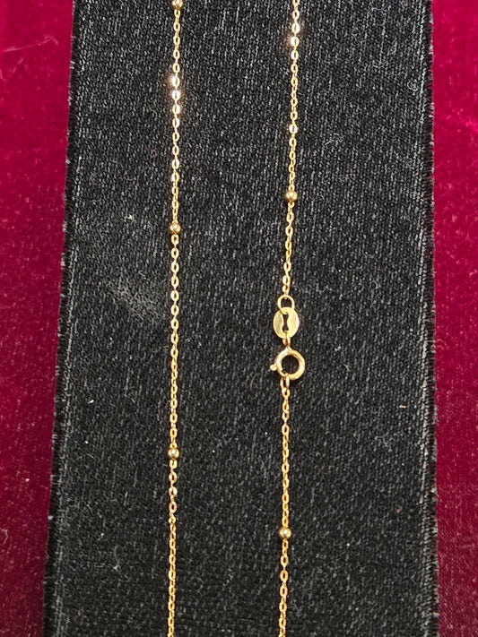 18K Gold Flat Cable Saturn Chain Necklace 18" 1g