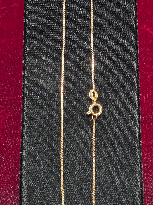 18K Gold Box Chain Necklace 16" 2g
