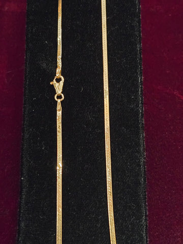 18K Gold Herringbone Chain Necklace 24" 5.5g