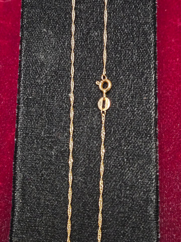 18K Gold Singapore Chain Necklace 16" 1.4g