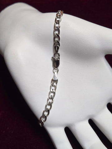 14K White Gold Curb Chain Bracelet 7" 2.4g