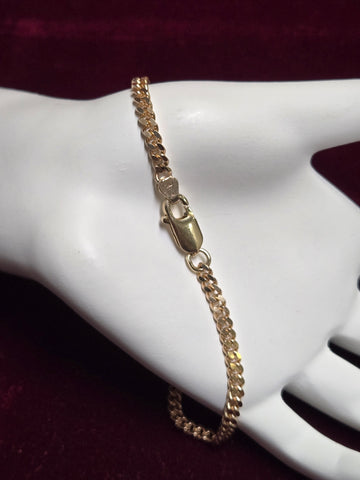 14K Gold Cuban Chain Bracelet 8" 8.1g