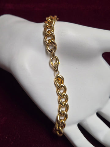 18K Gold Curb Chain Bracelet 8" 6.4g