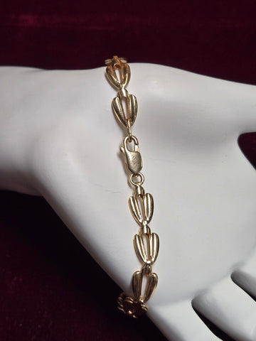 14K Gold Pear Chain Bracelet 7.5" 7.2g