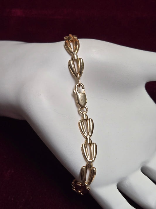 14K Gold Pear Chain Bracelet 7.5" 7.2g