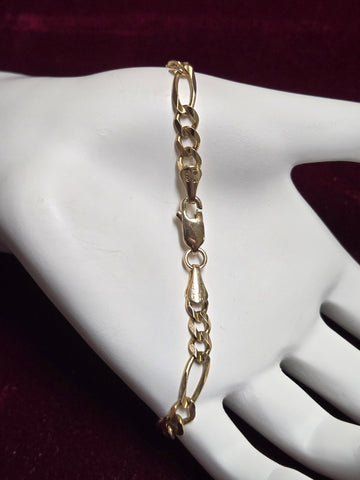 14K Gold Figaro Chain Bracelet 7.5" 6g