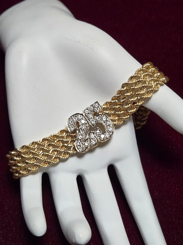 14K Gold Multi Strand Rope Chain Charm Bracelet 1.0ct Round-Cut Diamond 36.7g