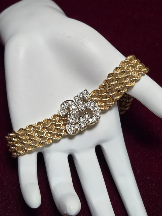 14K Gold Multi Strand Rope Chain Charm Bracelet 1.0ct Round-Cut Diamond 36.7g
