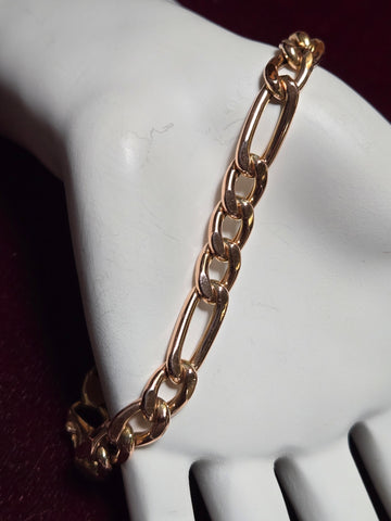 10K Rose Gold Figaro Chain Bracelet 8" 11.1g