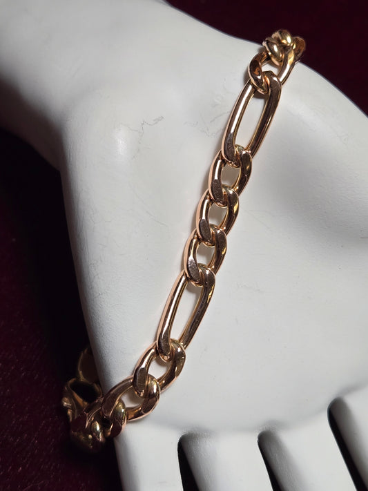 10K Rose Gold Figaro Chain Bracelet 8" 11.1g