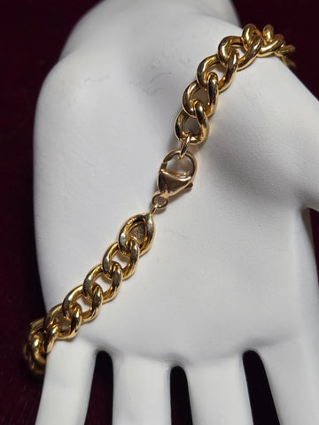 18K Gold Curb Chain Bracelet 8" 7g