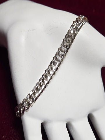 14K White Gold Cuban Chain Bracelet 7" 11.2g