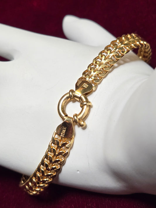 14K Gold Bismark Chain Bracelet 7.5" 7.6g