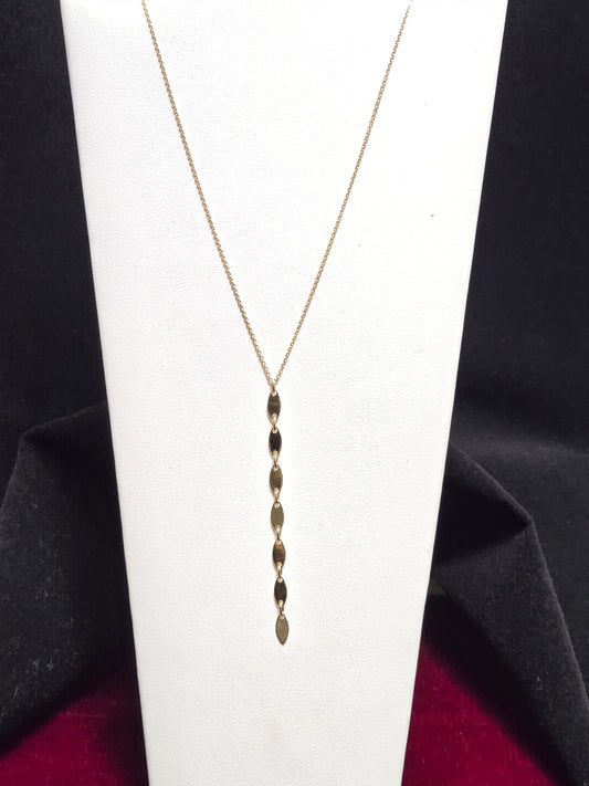 18K Gold Diamond Cut Cable Chain Y-Drop Necklace 18" 2.4g