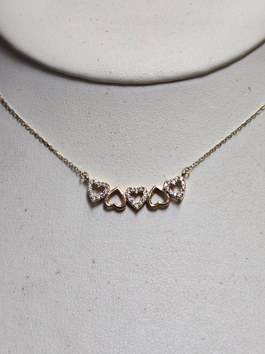 14K Gold Diamond Cut Cable Chain Station Necklace Round-Cut Cubic Zirconia 2g