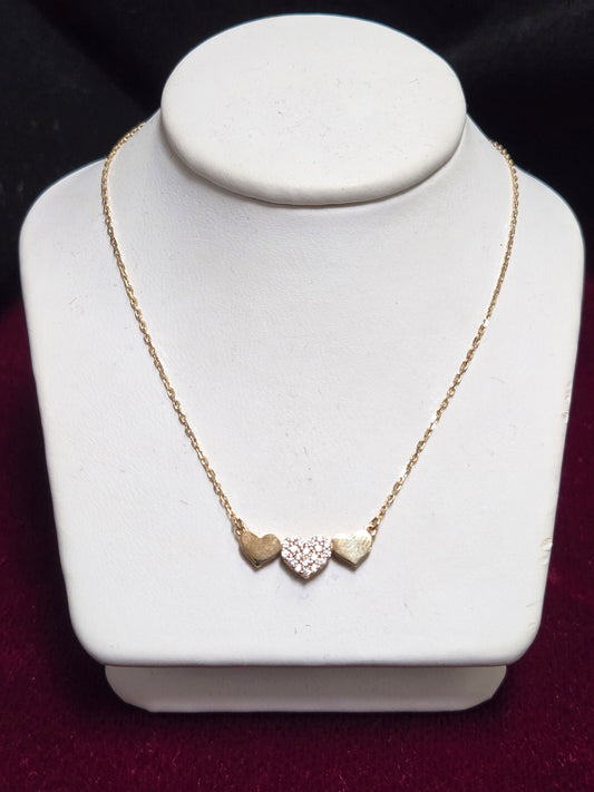 14K Gold Diamond Cut Cable Chain Station Necklace Round-Cut Cubic Zirconia 1.4g