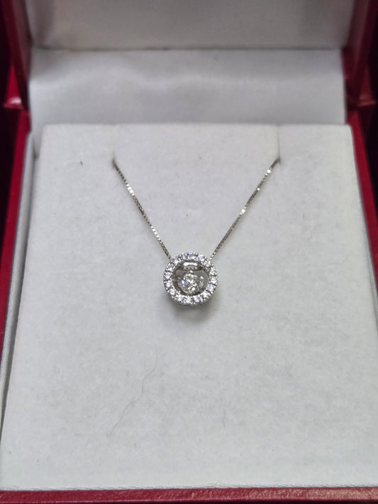 14K White Gold Pendant 0.2ct Round-Cut Lab-Created Diamond 0.7g