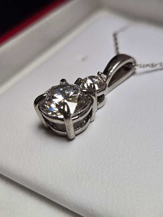 14K White Gold Pendant 2.06ct Round-Cut Lab-Created Diamond 1g