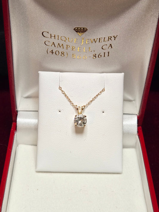 14K Gold Pendant 0.75ct Round-Cut Diamond 0.8g