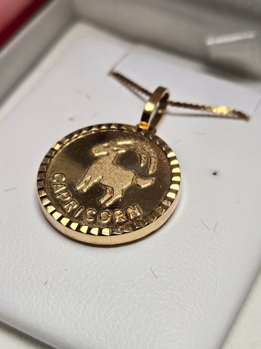 18K Gold Capricorn Pendant 2.4g