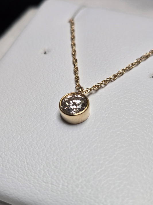 14K Gold Baby Rope Chain Pendant Necklace 0.25ct Lab-Created Diamond 1.2g