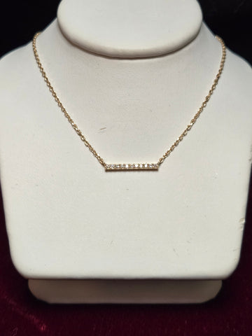 14K Gold Diamond Cut Cable Chain Station Necklace 0.11ct Round-Cut Diamond 1.3g
