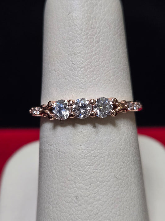 14K Rose Gold Stackable Ring 0.5ct Round-Cut Lab-Created Diamond 2.3g