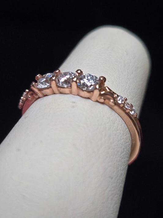 14K Rose Gold Stackable Ring 0.5ct Round-Cut Lab-Created Diamond 2.3g