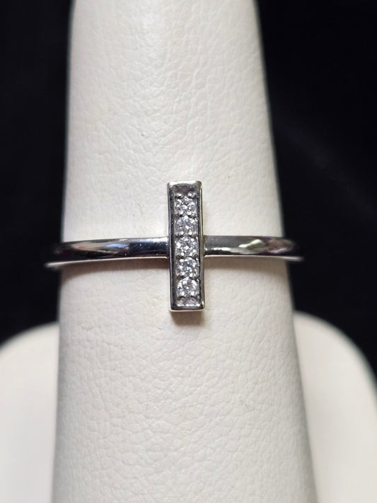 14K White Gold Stackable Ring 0.05ct Round-Cut Lab-Created Diamond 2.2g