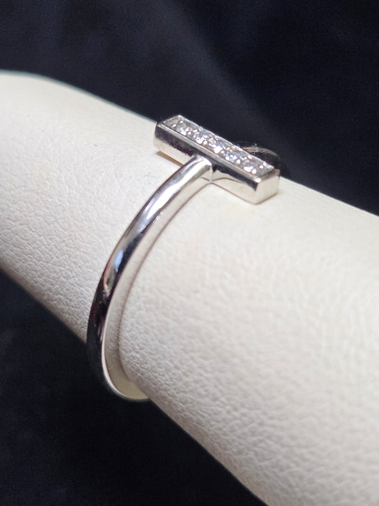 14K White Gold Stackable Ring 0.05ct Round-Cut Lab-Created Diamond 2.2g