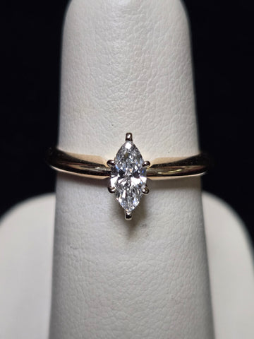 14K Gold Stackable Ring 0.32ct Marquise-Cut Lab-Created Diamond 2.5g