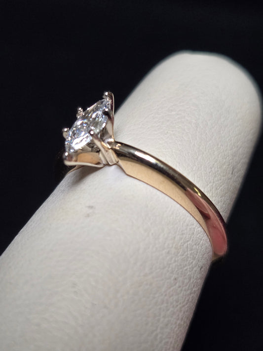 14K Gold Stackable Ring 0.32ct Marquise Lab-Created Diamond 2.5g