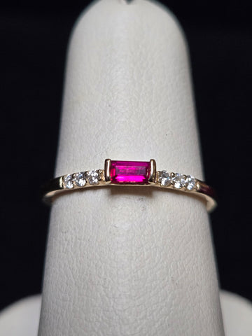 14K Gold Stackable Ring 0.31ct Emerald-Cut Ruby 1.7g