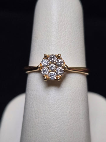 18K Gold Stackable Ring 0.27ct Round-Cut Diamond 2.3g