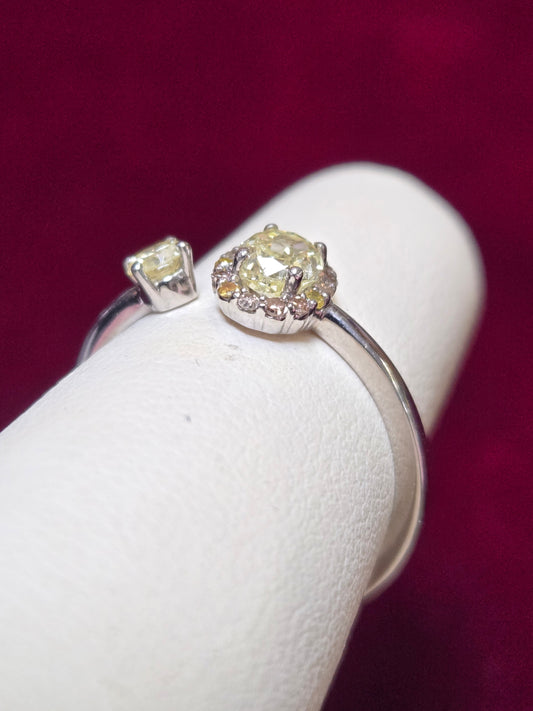 14K White Gold Stackable Ring 0.54ct Oval Yellow Diamond 2.1g