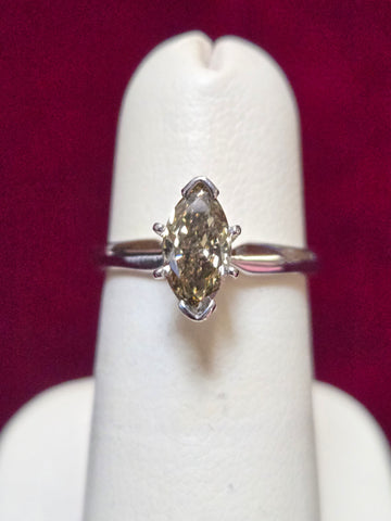 14K White Gold Stackable Ring 0.92ct Lab-Created Yellow Diamond 2.9g