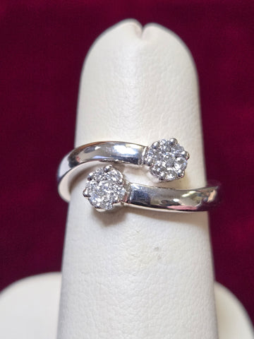 18K White Gold Stackable Ring 0.25ct Round-Cut Diamond 5.8g