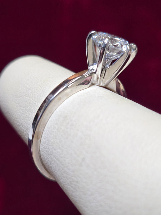 14K White Gold Stackable Ring 1.3ct Round Lab-Created Diamond 3g