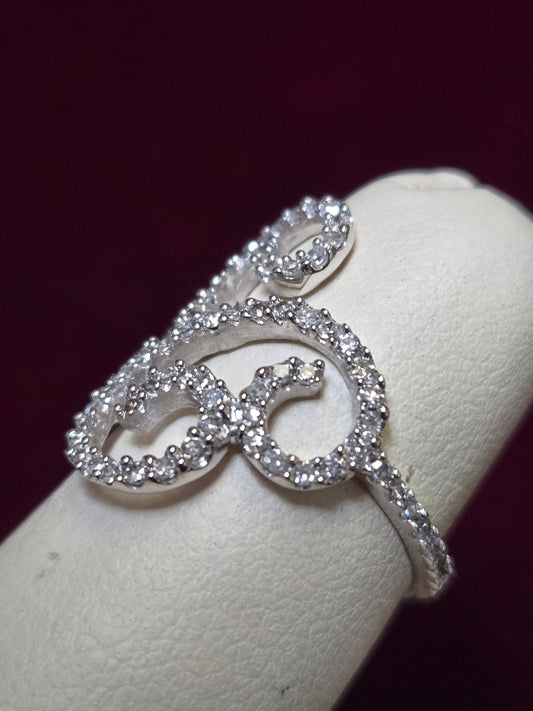 14K White Gold Filigree Ring 0.5ct Round Diamond 2.6g