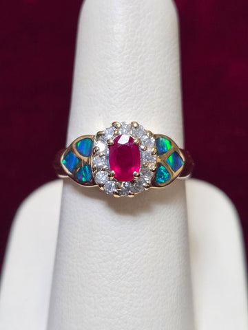 14K Gold Ring 0.3ct Oval-Cut Ruby 4.8g